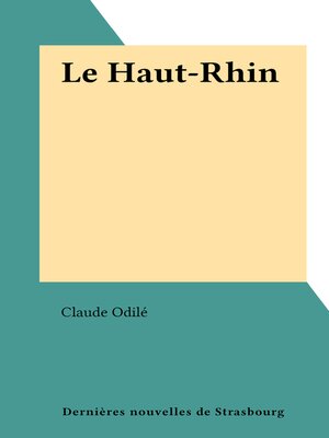 cover image of Le Haut-Rhin